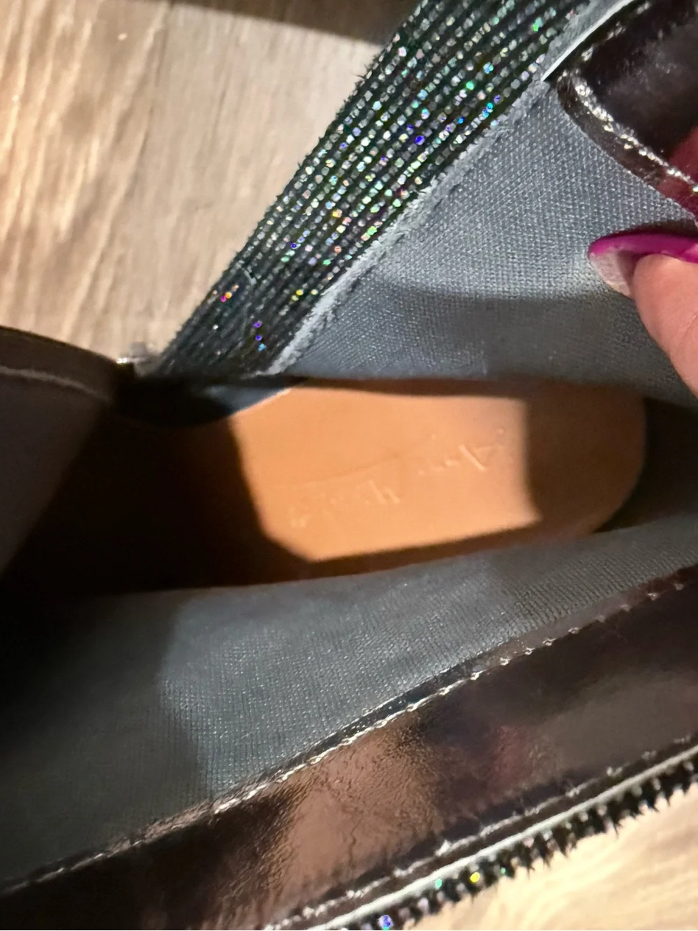 🔥Women's Holographic Black Pointed Toe Stiletto Ankle Boots Size 5.5 EC🔥